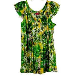 Green and Yellow Floral Swing Top Size XL🔥
